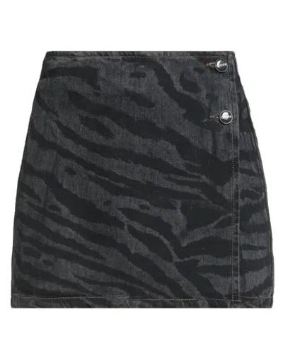 GANNI GANNI WOMAN DENIM SKIRT CHARCOAL SIZE 8/10 COTTON