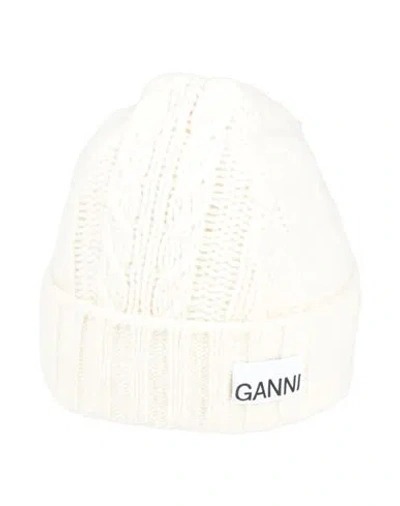 Ganni Woman Hat Cream Size Onesize Wool, Recycled Wool, Recycled Polyamide In White