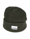 Ganni Woman Hat Dark Green Size Onesize Wool, Recycled Wool, Recycled Polyamide