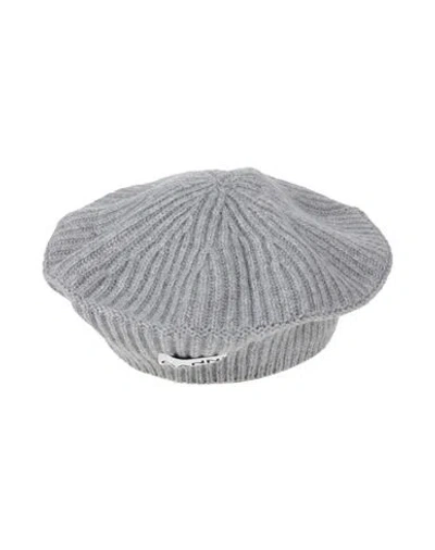 Ganni Woman Hat Grey Size Onesize Wool, Recycled Wool, Polyamide In Gray