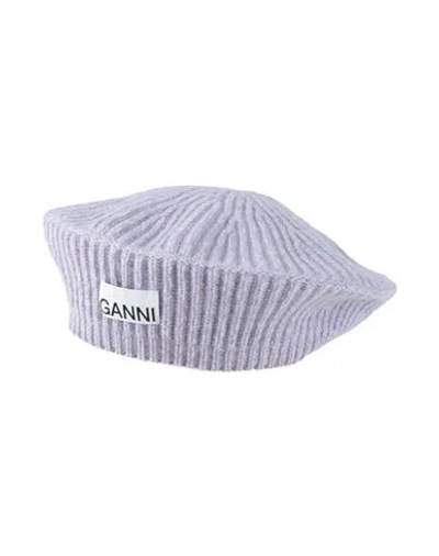 Ganni Woman Hat Lilac Size Onesize Wool, Recycled Wool, Recycled Polyamide In Blue