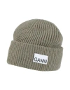 Ganni Woman Hat Military Green Size Onesize Wool, Recycled Wool, Recycled Polyamide In Green