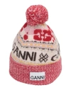 GANNI GANNI WOMAN HAT RED SIZE ONESIZE WOOL, RECYCLED WOOL, POLYAMIDE