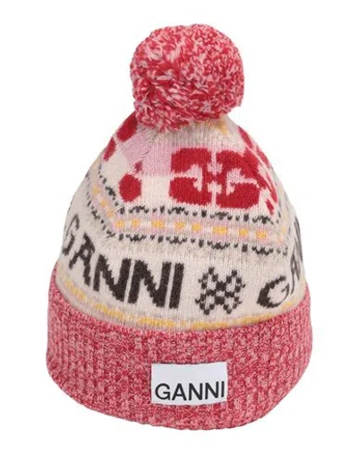 Ganni Woman Hat Red Size Onesize Wool, Recycled Wool, Polyamide In Yellow