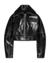 Ganni Cropped Faux Patent-leather Jacket In Black