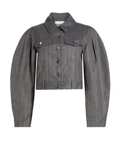 Ganni Woman Jacket Grey Size Onesize Wool, Polyester, Viscose In Gray