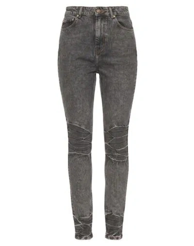Ganni Woman Jeans Black Size 26 Cotton, Viscose, Elastane In Gray