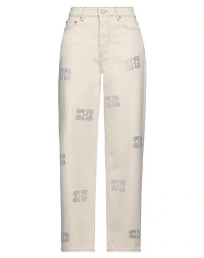 Ganni Woman Jeans Ivory Size 28 Cotton In White
