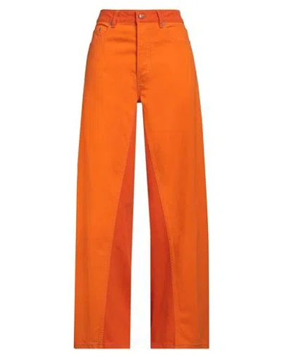 Ganni Woman Jeans Orange Size 26 Organic Cotton