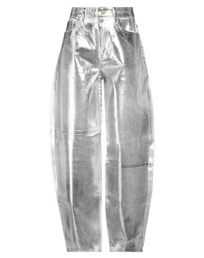 Ganni Woman Jeans Silver Size 30 Organic Cotton