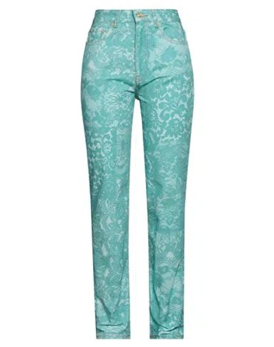 Ganni Woman Denim Pants Turquoise Size 30 Cotton In Blue