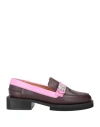 Ganni Ladies Multicolour Colorblocked Leather Jewel Loafers In Red