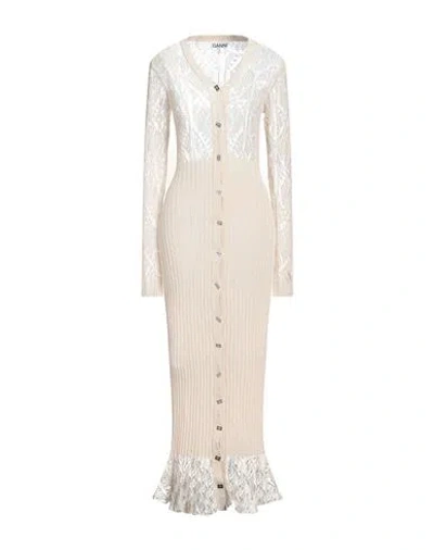 Ganni Woman Maxi Dress Cream Size L Organic Cotton In White
