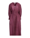 Ganni Shirred Gingham Seersucker Midi Dress In Pink