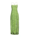 Ganni Chiffon Midi Slip Dress In Green