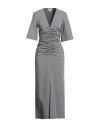 Ganni Woman Maxi Dress Grey Size 4 Ecovero Viscose, Recycled Polyester, Elastane, Polyester In Gray