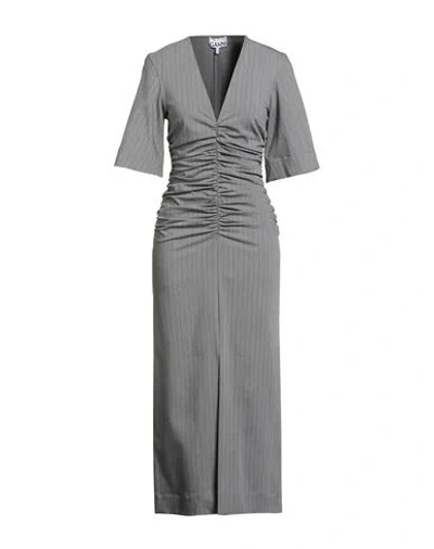 Ganni Woman Maxi Dress Grey Size 4 Ecovero Viscose, Recycled Polyester, Elastane, Polyester In Gray