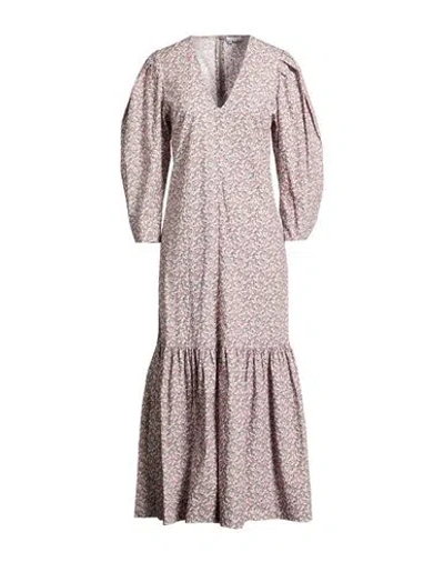 Ganni Woman Maxi Dress Sage Green Size 10/12 Organic Cotton In Pink