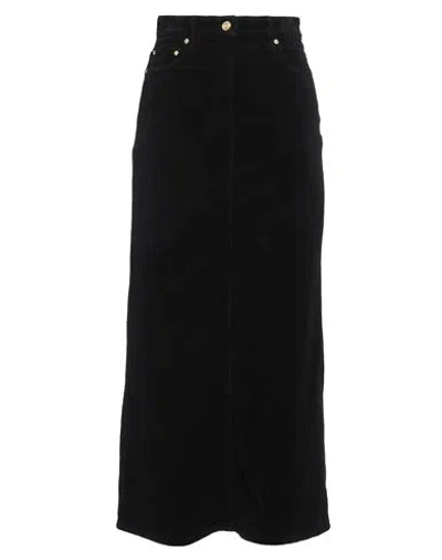 Ganni Woman Maxi Skirt Black Size 10/12 Organic Cotton, Elastane