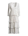 Ganni Woman Midi Dress Beige Size 2 Recycled Polyester In Nude