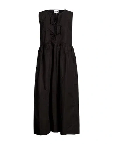 Ganni Woman Midi Dress Black Size 14 Organic Cotton In Purple
