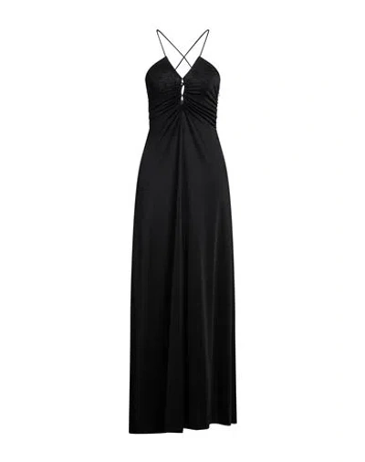 GANNI GANNI WOMAN MAXI DRESS BLACK SIZE 10/12 POLYESTER, ELASTANE