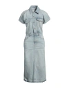 Ganni Stretch Denim Midi Dress In Blue