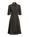Ganni Woman Midi Dress Dark Brown Size 6 Recycled Polyester, Viscose, Elastane In Brown