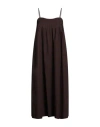 Ganni Midi Strap Dress In Brown