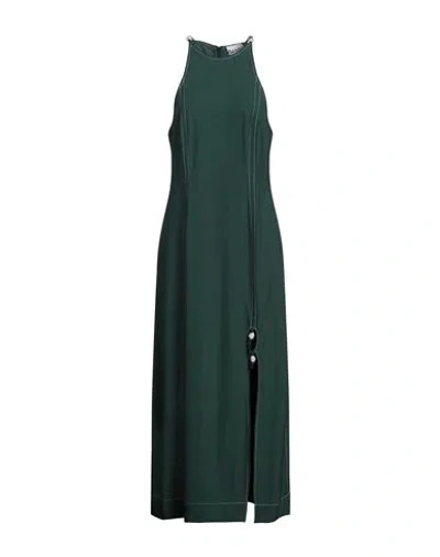 Ganni Woman Midi Dress Dark Green Size 10/12 Ecovero Viscose, Recycled Polyester, Elastane