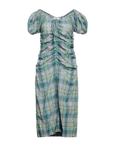 Ganni Woman Midi Dress Green Size 6 Organic Cotton, Recycled Polyester, Polyamide
