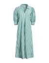 Ganni Stripe Organic Cotton Midi Shirtdress In Green