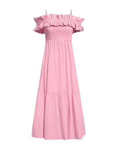 GANNI GANNI WOMAN MIDI DRESS PINK SIZE 8/10 ORGANIC COTTON
