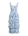 Ganni Ruffled Shirred Pleated Georgette Midi Dress In Blue