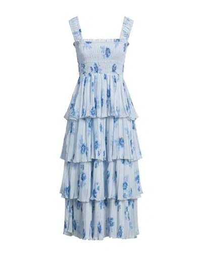 GANNI GANNI WOMAN MIDI DRESS SKY BLUE SIZE 8/10 POLYESTER