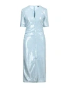 Ganni Ice Blue Sequins Short Sleeve Midi Dress In Blue