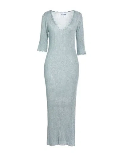 Ganni Woman Midi Dress Sky Blue Size L Viscose, Polyester