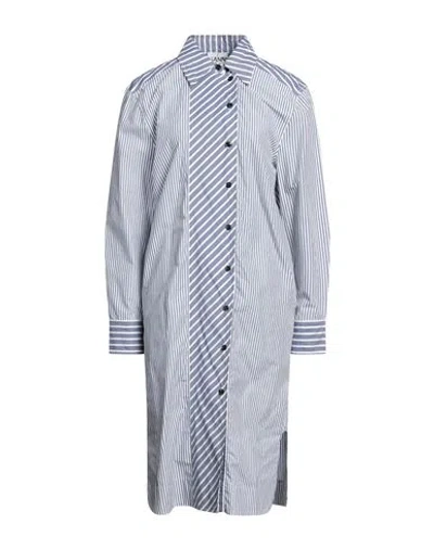 Ganni Woman Midi Dress Slate Blue Size 6 Organic Cotton