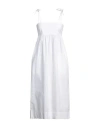 Ganni Midikleid Aus Baumwollpopeline Mit Raffung In White