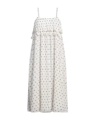 GANNI GANNI WOMAN MIDI DRESS WHITE SIZE 8/10 RECYCLED POLYESTER