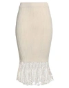 Ganni Woman Midi Skirt Beige Size L Organic Cotton In Beige