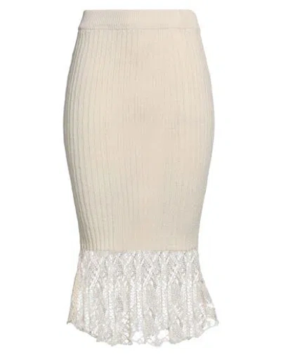 Ganni Woman Midi Skirt Beige Size L Organic Cotton