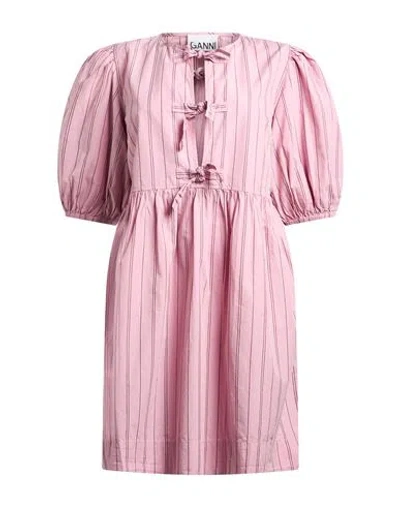 Ganni Woman Mini Dress Antique Rose Size 0 Cotton In Pink