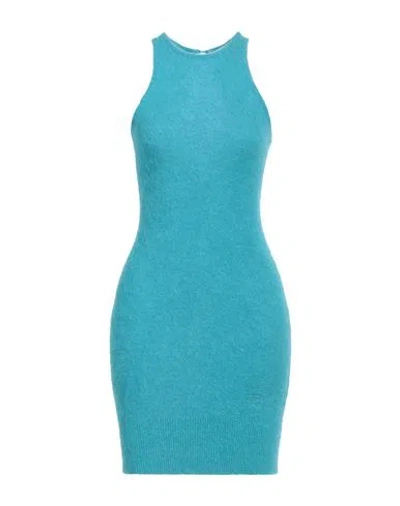 Ganni Alpaca And Wool-blend Minidress In Blue