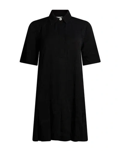 GANNI GANNI WOMAN MINI DRESS BLACK SIZE 4 VISCOSE, ECOVERO VISCOSE