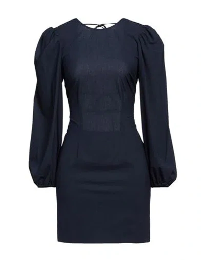 GANNI GANNI WOMAN MINI DRESS BLUE SIZE 14 ECOVERO VISCOSE, RECYCLED POLYESTER, ELASTANE, POLYESTER