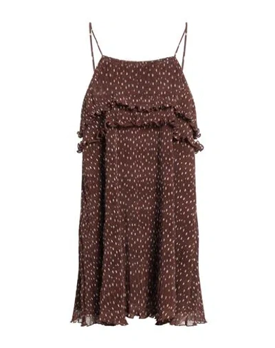 GANNI GANNI WOMAN MINI DRESS BROWN SIZE 4 POLYESTER