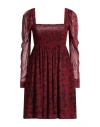 Ganni Woman Mini Dress Burgundy Size 8/10 Viscose In Red