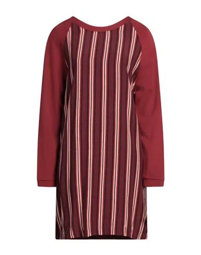 Ganni Woman Mini Dress Burgundy Size M Viscose, Polyester, Elastane In Red