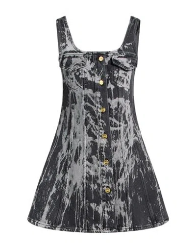 Ganni Woman Mini Dress Charcoal Size 6 Organic Cotton In Gray